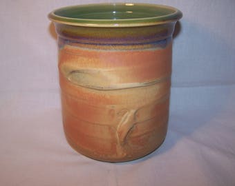 Utensil Holder, Stoneware.Glaze "Autumn" Height 14 cm x 14cm