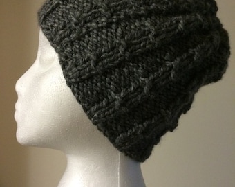 Womens Knitted Gray Warm Winter Hat