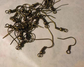 Boucles D'Oreilles Ethniques Style Baoulé - Bronze Et Pâte De Verre - Pendantes, Fermoir Dormeuse - Occasion