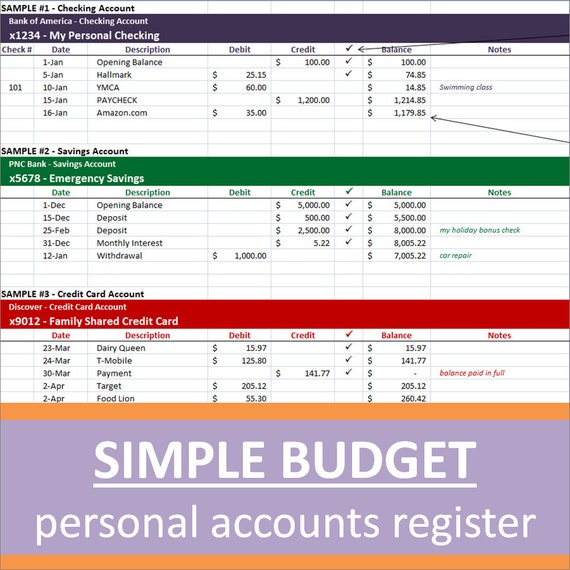 Budget personnel simples tableurs Modèle Excel