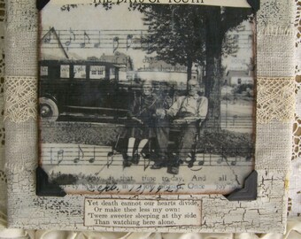 Original Mixed Media Vintage Collage Altered Art Love Theme Vintage Lace Key Antique Found Object Assemblage OOAK QueenBe