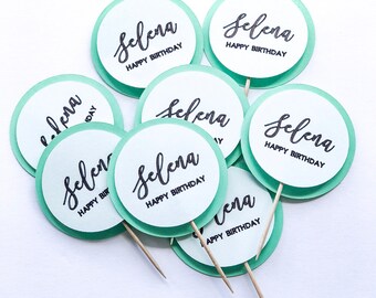 Personalized cake toppers custom cupcake toppers birthday party baby shower toppers bridal party toppers