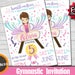 Gymnastic Invitation "GYMNASTICS BIRTHDAY INVITATION" - Tumbling Party Invite, Girl Gymnast, Pink Purple Teal Printable, Digital Convite