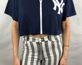 Vintage New York Yankees Cropped Zip Up Tee (L)