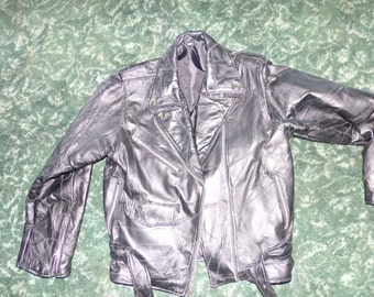Vintage Black leather jacket, Zipper leather jacket, old leather jacket, Motorcycle Jacket