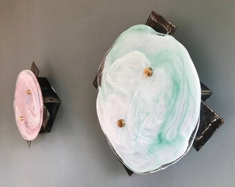 Vintage Italian Murano Glass Wall Sconces (Pair) #459