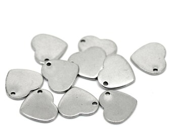 3 sequins 10 mm stainless steel heart
