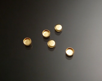 14k gold filled 3mm round non serrated bezel cups parcel of five