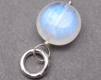 Rainbow Moonstone Birthstone Charm, Moonstone Pendant, Moonstone Jewelry, Moonstone Coin, Wire Wrapped Pendant, Stones 34