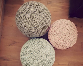 Blush pink Pouf - Footstool Pouf - Bean Bag Chairs- Crochet Floor Cushions - Kids Furniture - Home Decor - Ottoman - stuffed pouf