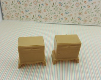 Plasco Bedroom Night stands Tan hard plastic Toy Dollhouse Traditional Style 1944