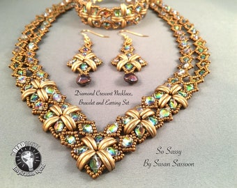 Diamond Crescent Necklace, Bracelet and Earrings Tutorial