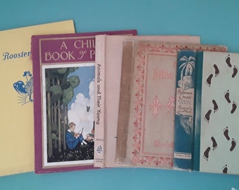 Hardcover Books, EMPTY, NO PAGES from Vintage Illustrated Children Books. Paper ephemera, Junk Journal, Collage, Craft Projects, Scrapbook