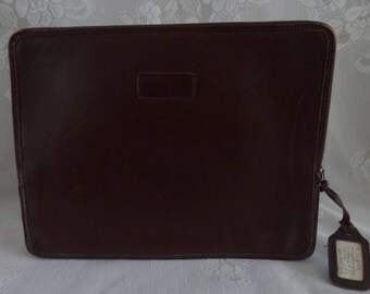 L.L. Bean Vintage 1940's Leather Portfolio Briefcase Pouch Envelope Zippered Brown