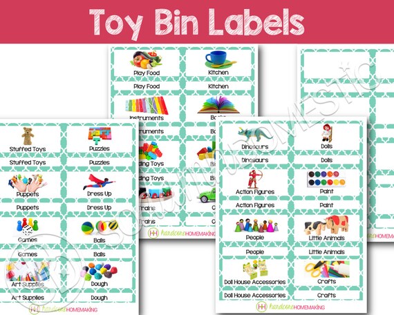 Toy Bin Labels Turquoise Printable for Classroom or