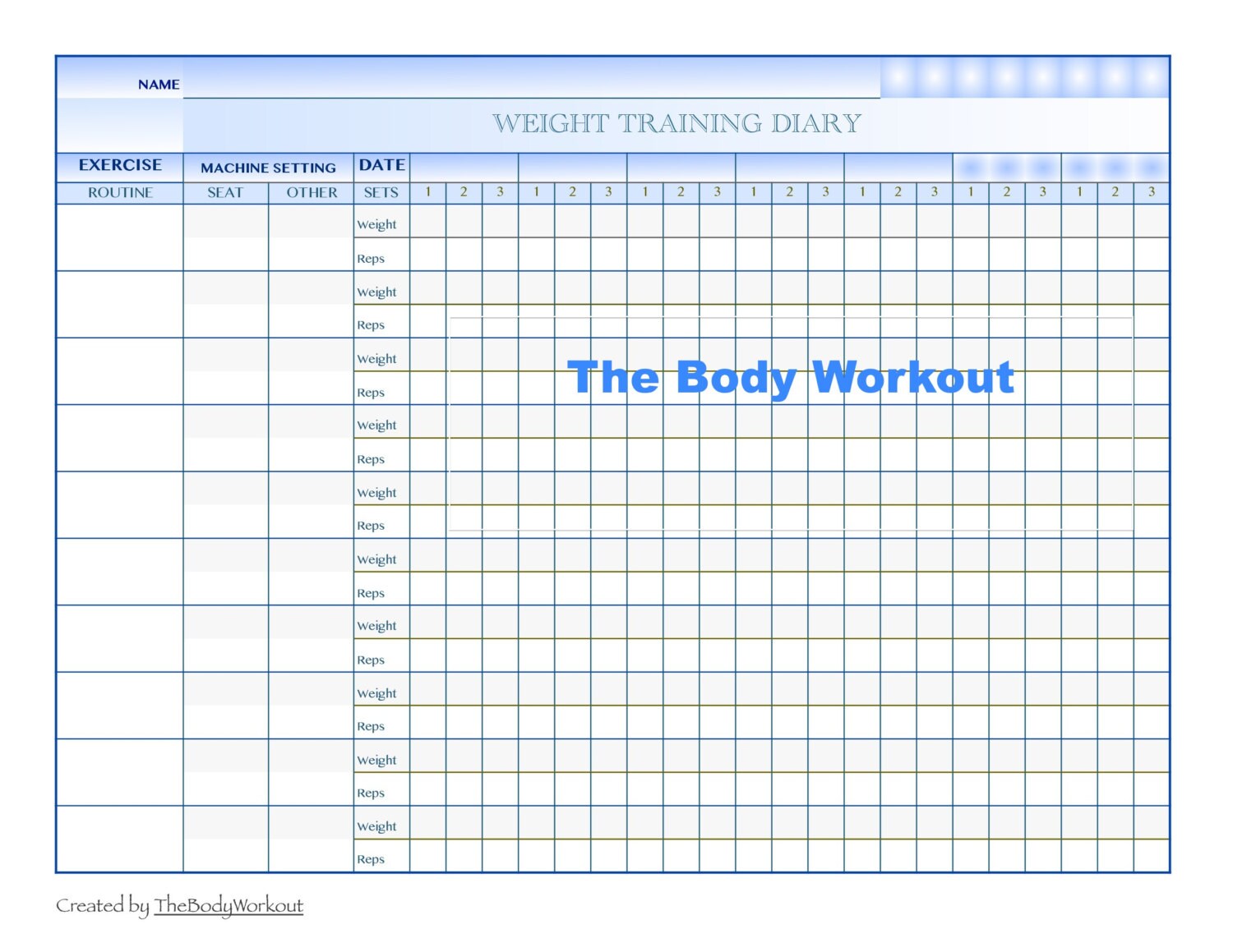 Workout Log Health Planner Weight Training Log Fitness