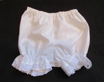 White Diaper cover,18 Months,Baby Girl Bloomers, w/ Eyelet lace trim