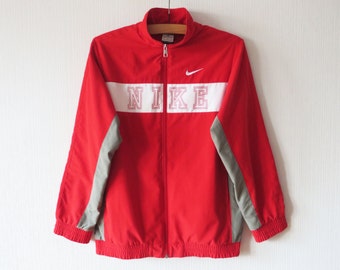 Kids Red NIKE Jacket NIKE Running Parka Jogging Aerobics Nike Boys Track Jacket Kids Sport Coat Just Do It Size XL Large Red Nike Jacket