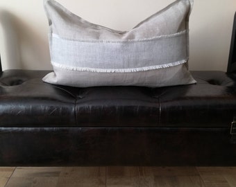 Gray Lumbar Pillow Cover - Throw Pillow - Linen Decorative Pillow - Natural Linen Throw Pillow - Grey Linen Cushion Cover - Herring bone Rug