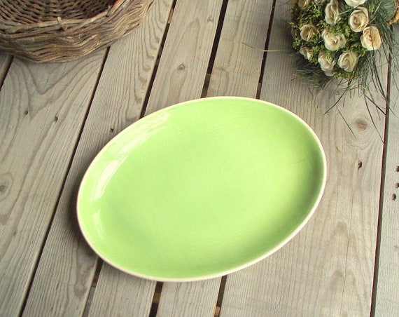 Ovale Platte Vintage Kuchen Stand französische Keramik