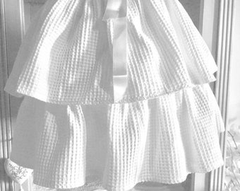 Lamp shade white double ruffle skirt