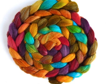 Merino Silk Hand Spinning Roving - Handpainted, Summer Palette