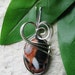Black Redline Marble Silver Wire Wrapped Pendant - Marble Wire Wrapped Pendant