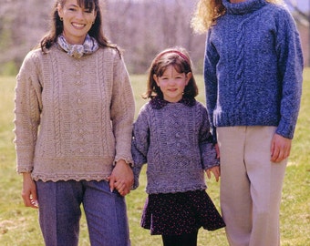KNITTING Pattern (10 sizes) SWEATERS for *6 sizes for Women Petite to XX-Large & *4 sizes for Girls 2 to 8 - Kenyon Books Not a Pdf