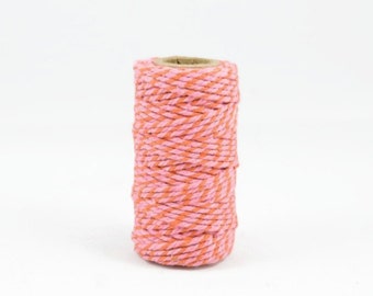 BAKERS TWINE - Orange & Pink Two-tone Twisted Cotton String / Bakers Twine (20 meter spool)