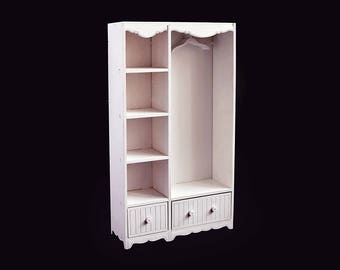 Doll wardrobe. Scale 1/6 YoSD, 1/4 MSD, 1/3 SD (bjd, barbie, monster high, momoko, blythe, obitsu, FR, unoa, pullip, fashion doll furniture)