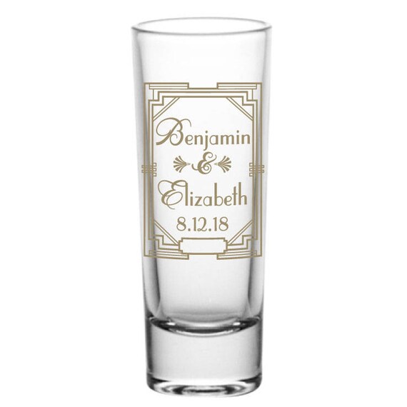 Personalized 2oz Tall Glass Tequila Shot Glasses Wedding