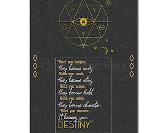 Lao Tzu Inspiring quote poster print - 12x8 inches (30cm x 20cm) - Superb quality - Watch your thoughts, they become words