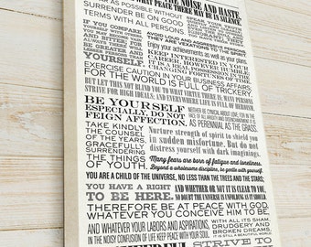Desiderata, Desiderata Print, Hand-stretched Canvas on solid wood stretcher bars, READY TO HANG, Canvas Gallery Wrap, by Max Ehrmann
