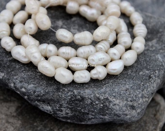 freshwater rice pearls 6mm 7mm 8mm white pearl loose beads full strand 19cm 7.48 inches