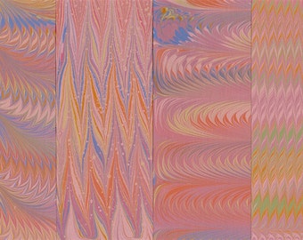 Hand Marbled Paper Set: 4 Sheets 8x11 (A Subtle Rainbow)