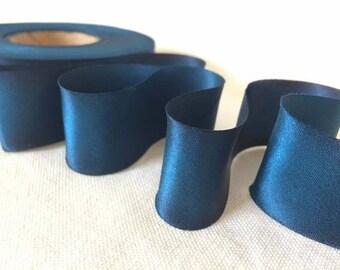 Midnight Star Dark Blue Hand Dyed Silk Ribbon-2 yard increments