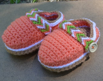 Orange Hand Crochet Baby Crocs