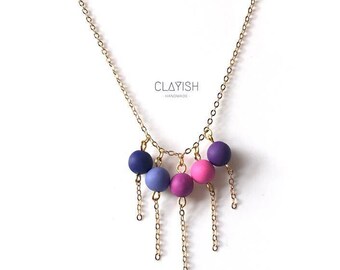 Polymer Clay Beads Purple Shade Necklace