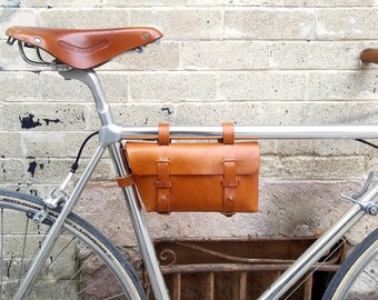 Leather Bicycle Bag - Bike bag - Crossbar Bag, Honey
