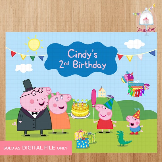 Peppa Pig Backdrop Banner Printable Backdrop Banner