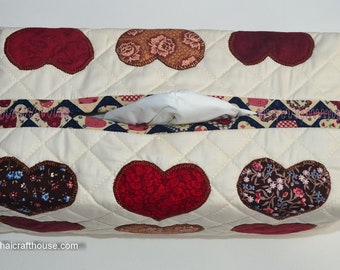 Tissue Box Cover, cotton,quilted and applique