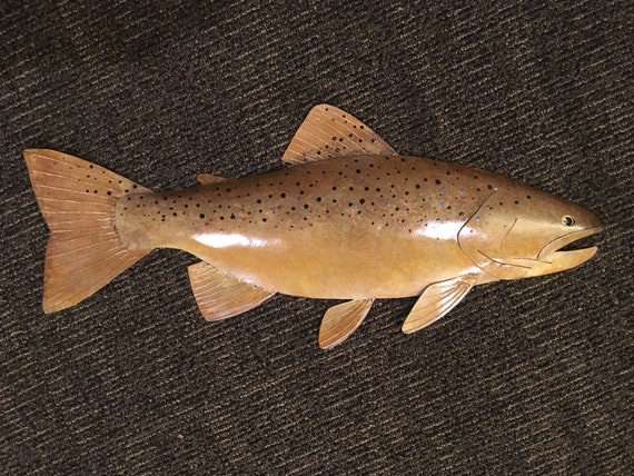 Brown Trout Metal Fish Wall Sculpture 24in Lodge Cottage Lake Cabin Art