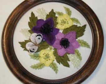 Butterfly time- crewel work and stumpwork embroidery