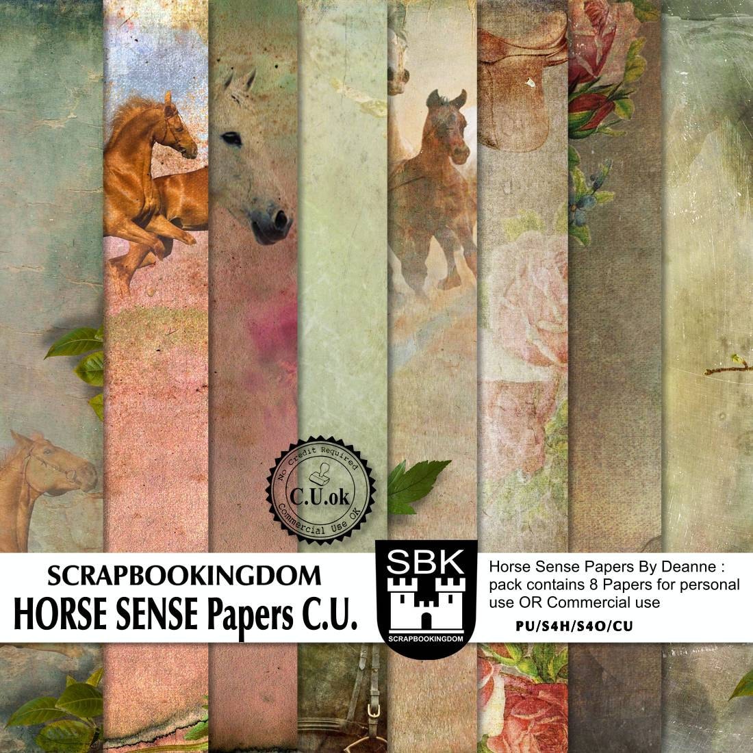 Horse Theme Commercial use Scrapbook Papers Horse scenes on