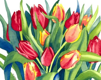 Tulips Botanical Flowers Limited Edition Giclee Print
