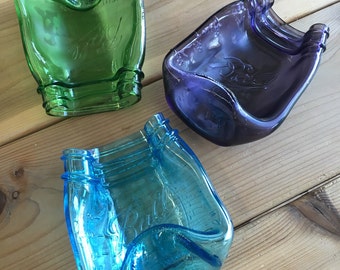 Melted / Slumped Purple Green Blue Mason Jar Spoon Rest / Dish