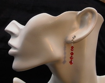 Heat - Swarovski Bright Red Crystal earrings in Sterling Silver