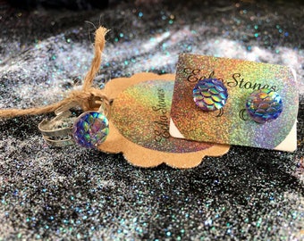 Mermaid scale earrings or ring