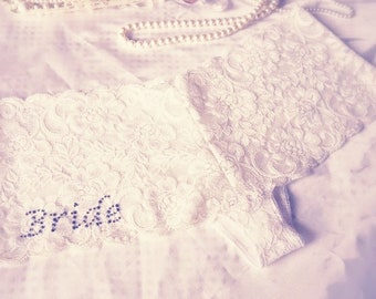 Ivory Lace Bride Underwear with Blue Diamante. Something Blue Bridal Lingerie Wedding Gift.