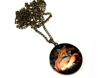 Fox Locket Necklace, Vixen Necklace, Woodland Jewelry